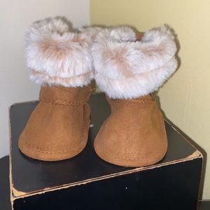 Brown furr baby boots